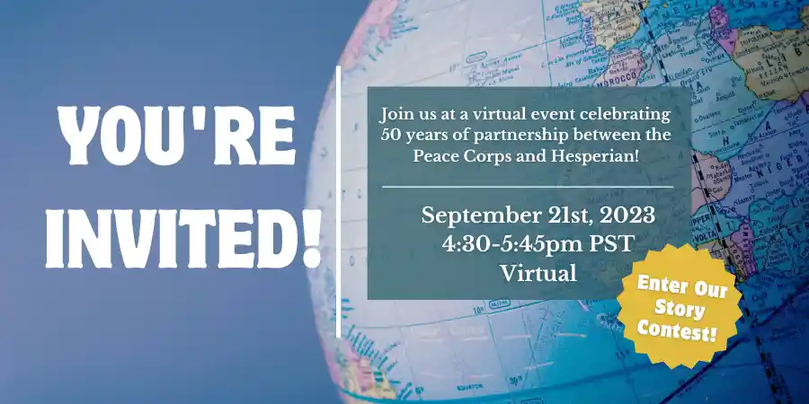 You're invited! Join us at a virtual event celebrating 50 years of partnership between the Peace Corps and Hesperian! September 21st, 2023. 4:30-5:45pm PST. Virtual. Enter our story content.